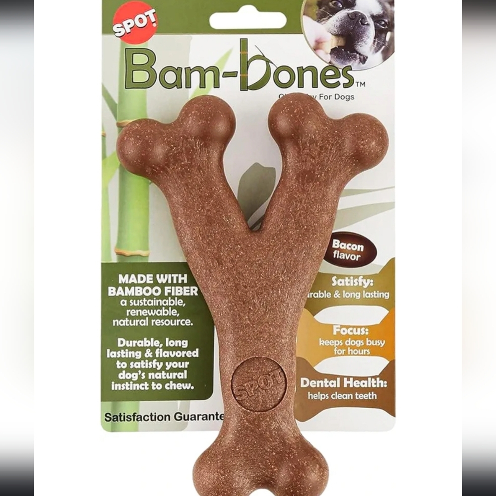 SPOT Bam-Bones Wishbone - Bacon flavor- MADE WIRH BAMBOO FIBER